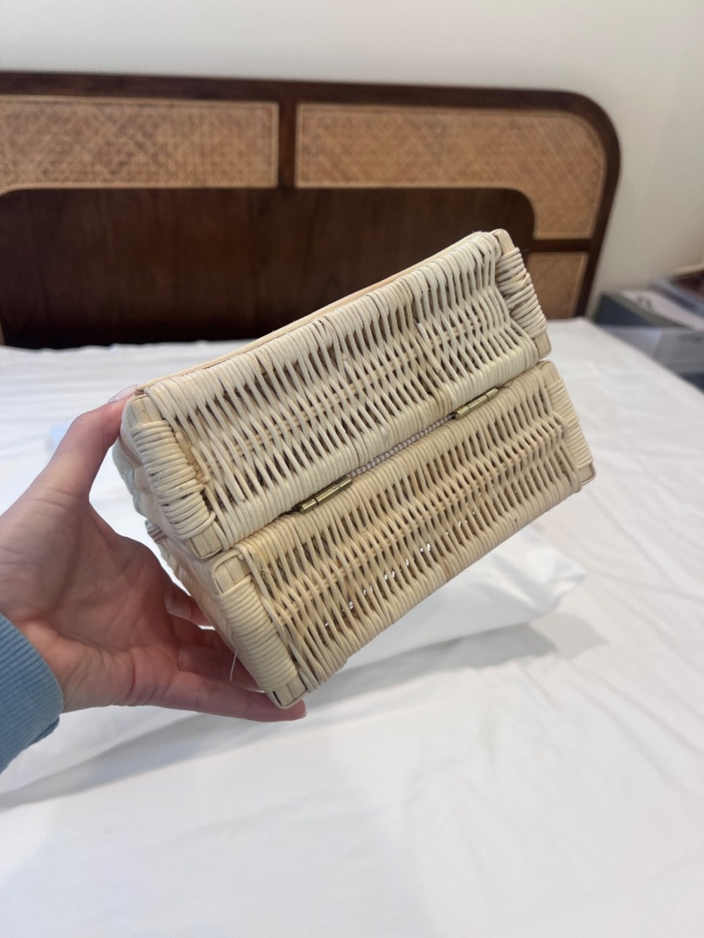 Anthropologie Top-Handle Rattan Bali Bag - Picture 4 of 5